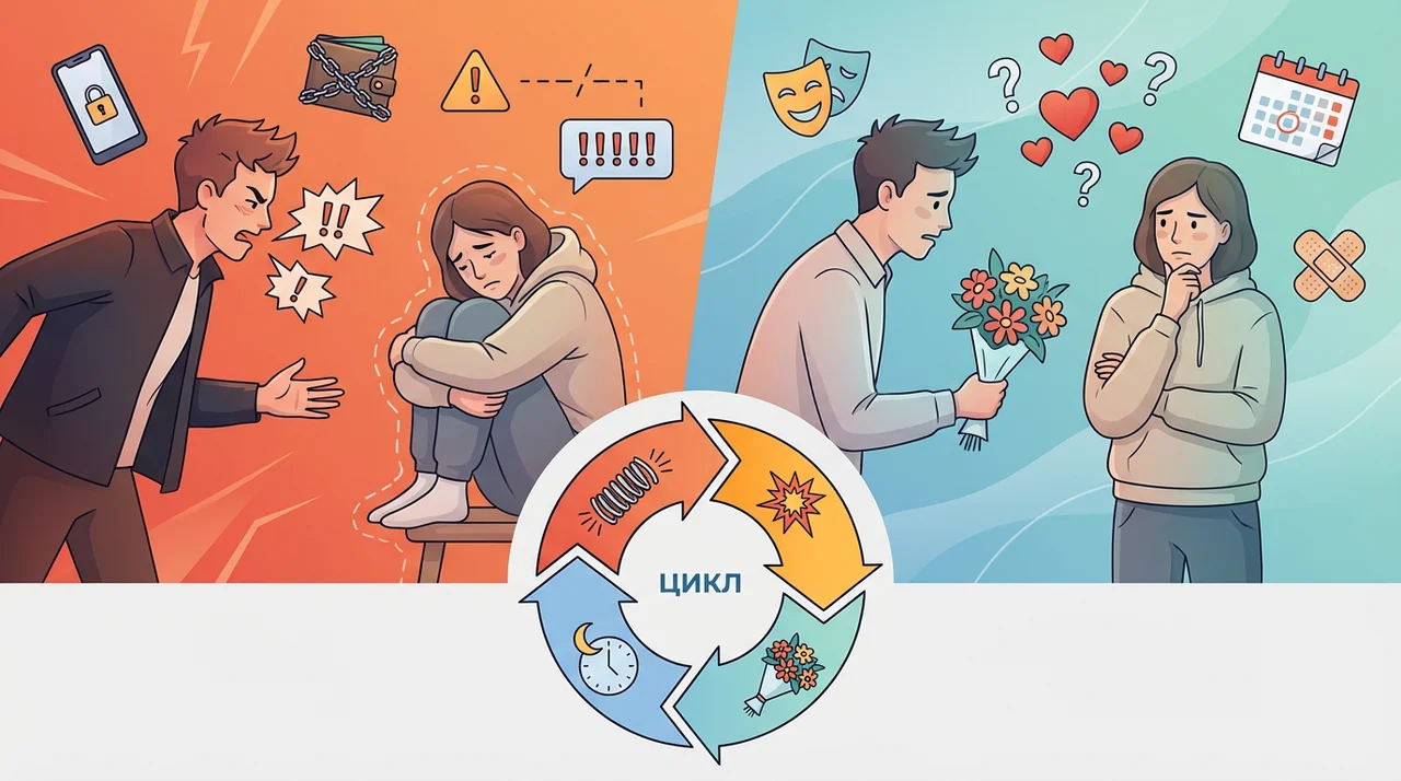 Абьюз в отношениях: как распознать «контроль под соусом заботы» и почему цикл “всё хорошо” — часть ловушки